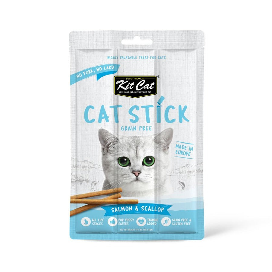 Kit Cat Cat Stick - Zalm & Sint-jakobsschelpen 15 g Halfvochtige snack voor katten