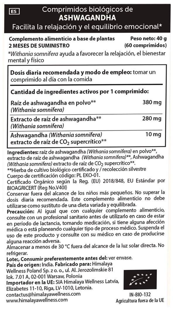 Ashwagandha Organic, Himalaya, 60 capsules