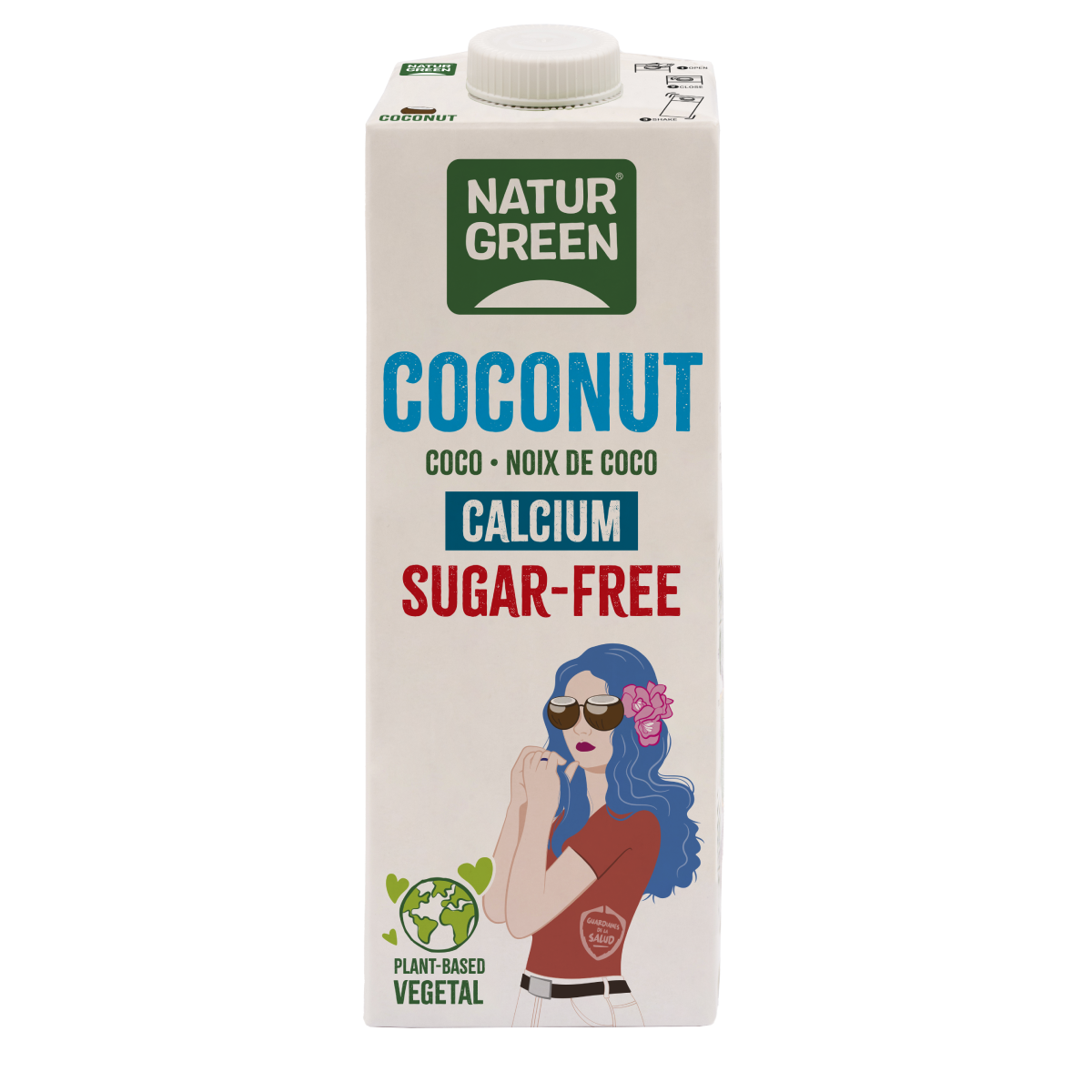 6-pack NaturGreen sockerfri kokosdryck med kalcium 1 liter