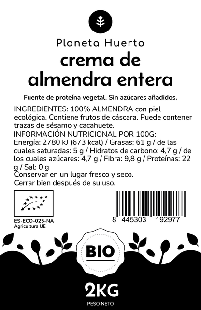 Crema de Almendras Enteras ECO Planeta Huerto 2kg