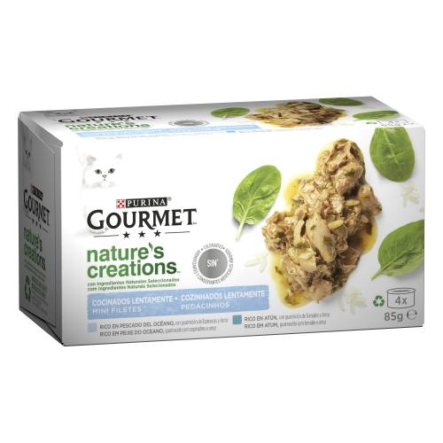 GOURMET Nature's Creations Mini Filets Rijk aan Oceaanvis en Tonijn 4 x 85 g