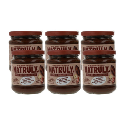 Pakket van 6 Natruly cacao- en hazelnootpasta 285 g