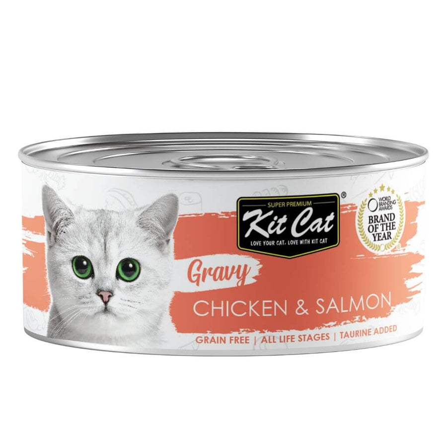 Kit Cat blikje Gravy - Kip & Zalm 70 g Natvoer voor katten in saus