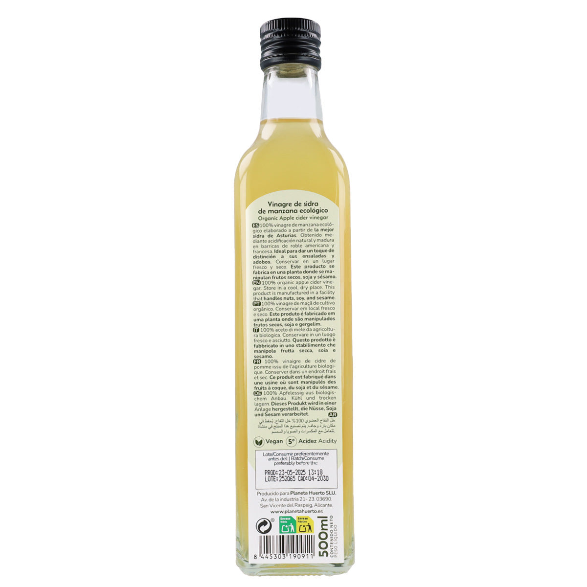 Pakket 3x ongefilterde appelazijn ECO Planeta Huerto 500 ml