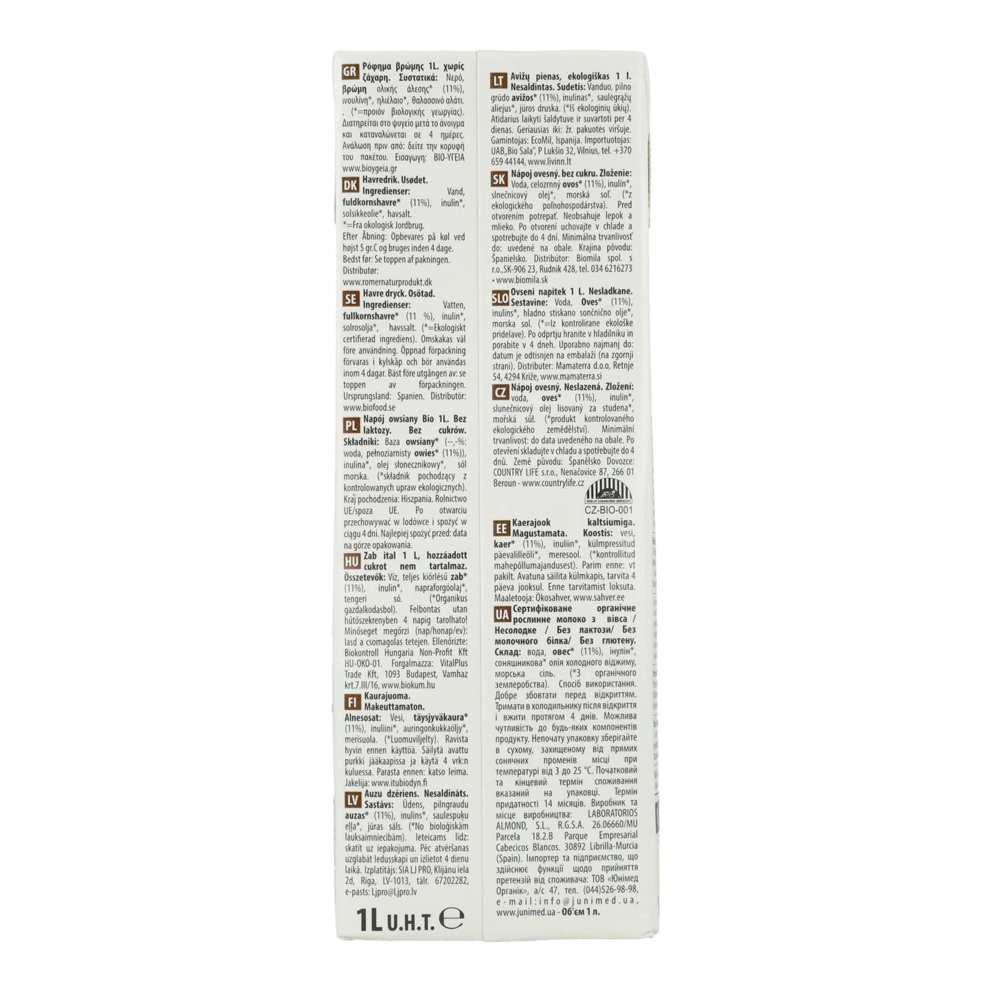 Zestaw 6 szt. Napój z pełnego ziarna owsa 0% cukru Bio NaturGreen 1 l