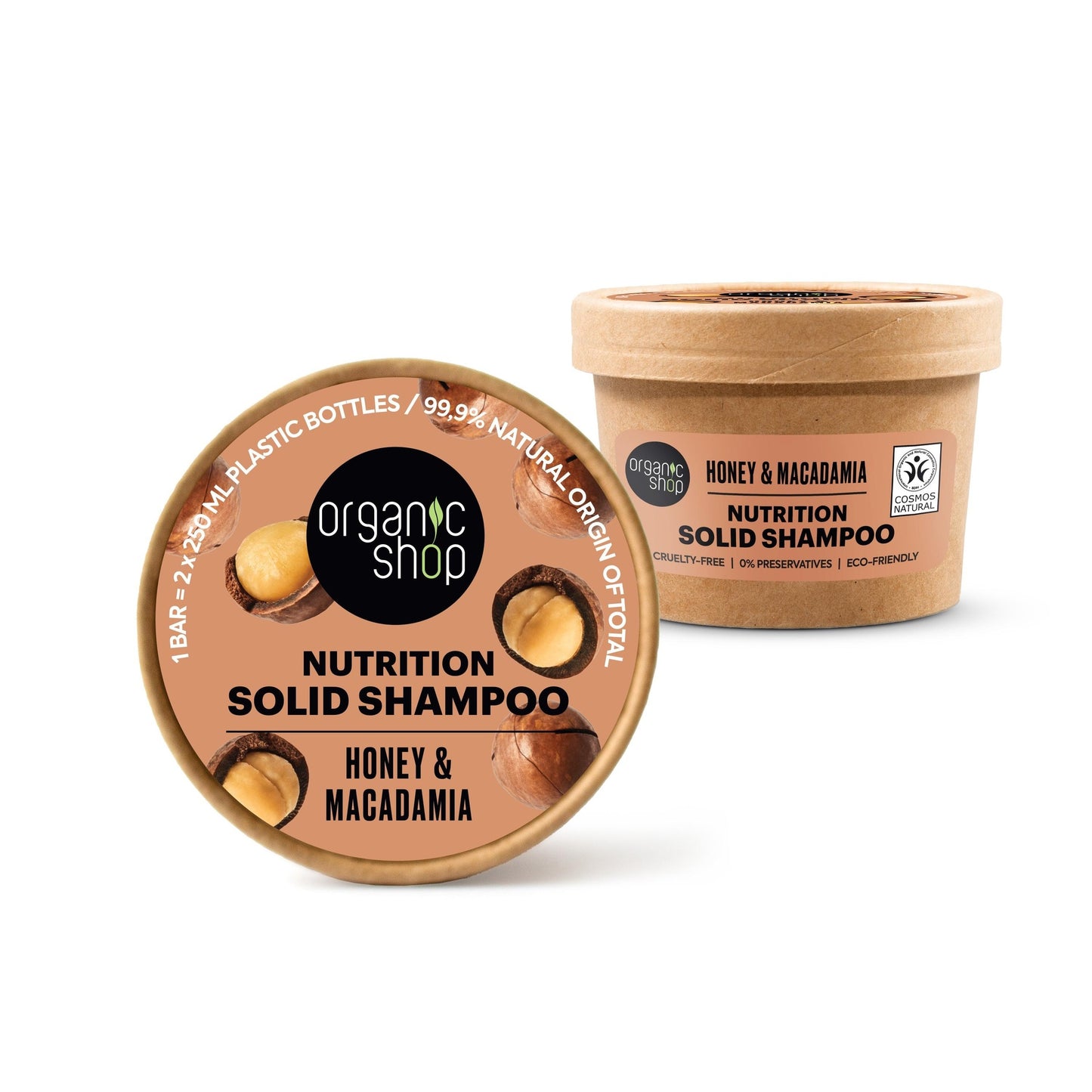 Shampoing solide nourrissant au miel et à la noix de macadamia Organic Shop 60 g