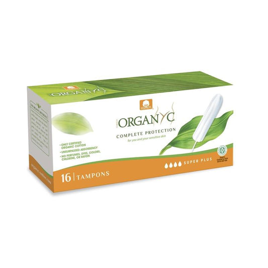 Super Plus 100% Organic Cotton Tampons without Applicator Organyc 16 Units