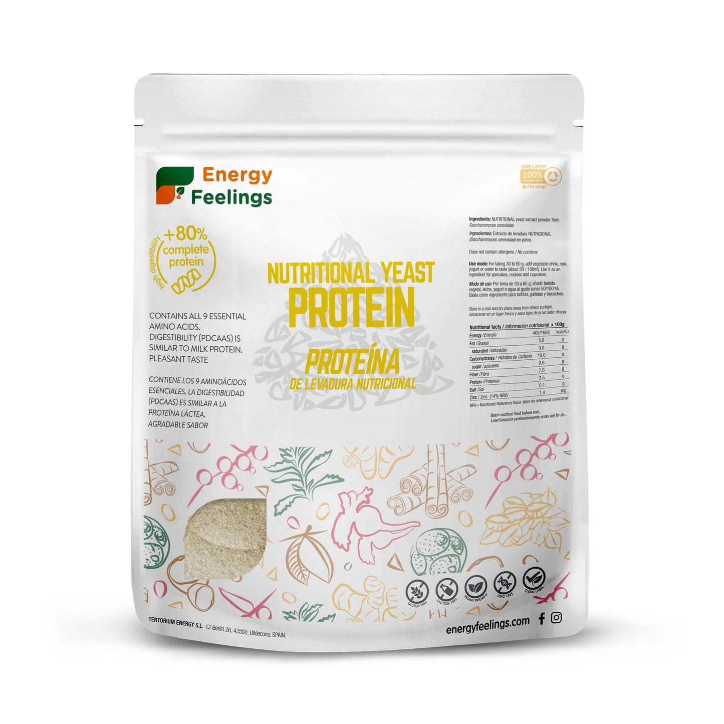 Nutritional Yeast Protein 84% Energy Feelings 500 g