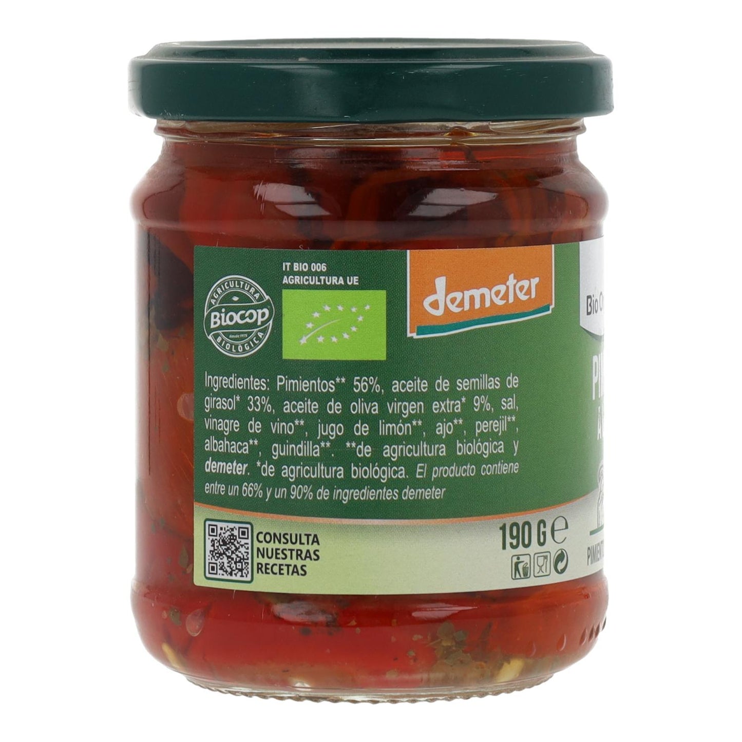 Pimientos a la Brasa en Aceite Bio Demeter Organica 190 gr