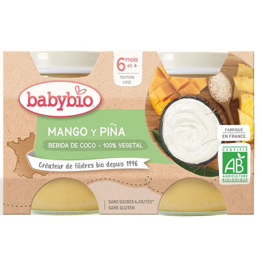 Vegetabilisk yoghurt med mango, ananas och kokosdryck 2x130 g, Babybio
