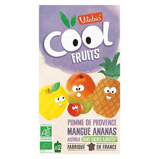 12er-Pack Cool Fruits Apfel, Mango und Ananas 90 g VITABIO