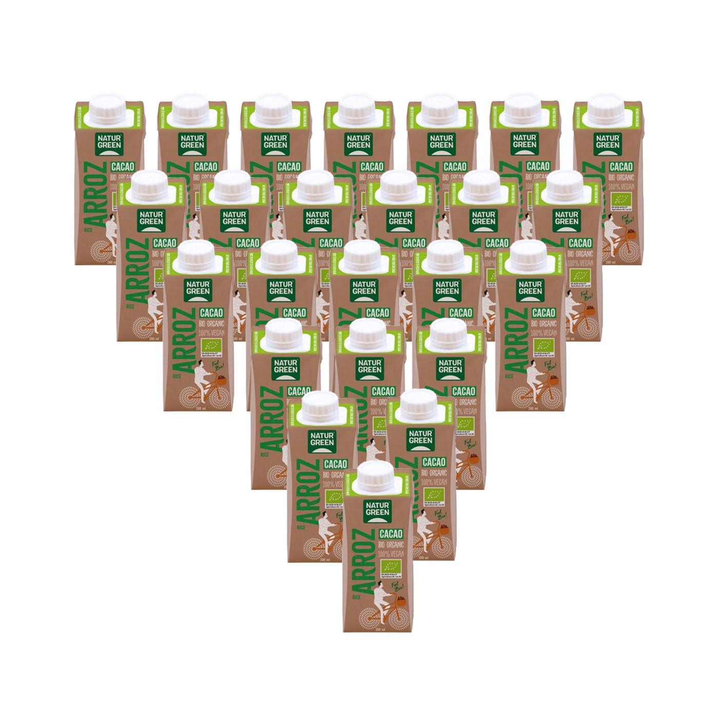 Pakket 24 biologische rijstdrank met cacao NaturGreen 200 ml