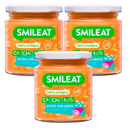 Promozione 3 vasetti di riso con tacchino e verdure biologiche CA CHI TOS Smileat 230 g