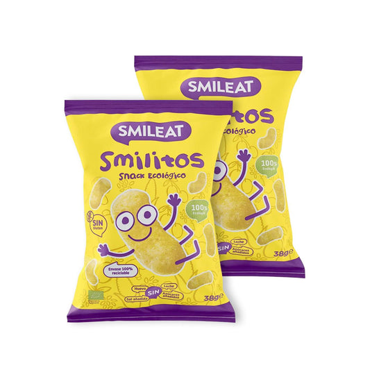 Förpackning med 2 Smilitos, ekologiska majskorn Smileat, 38 g