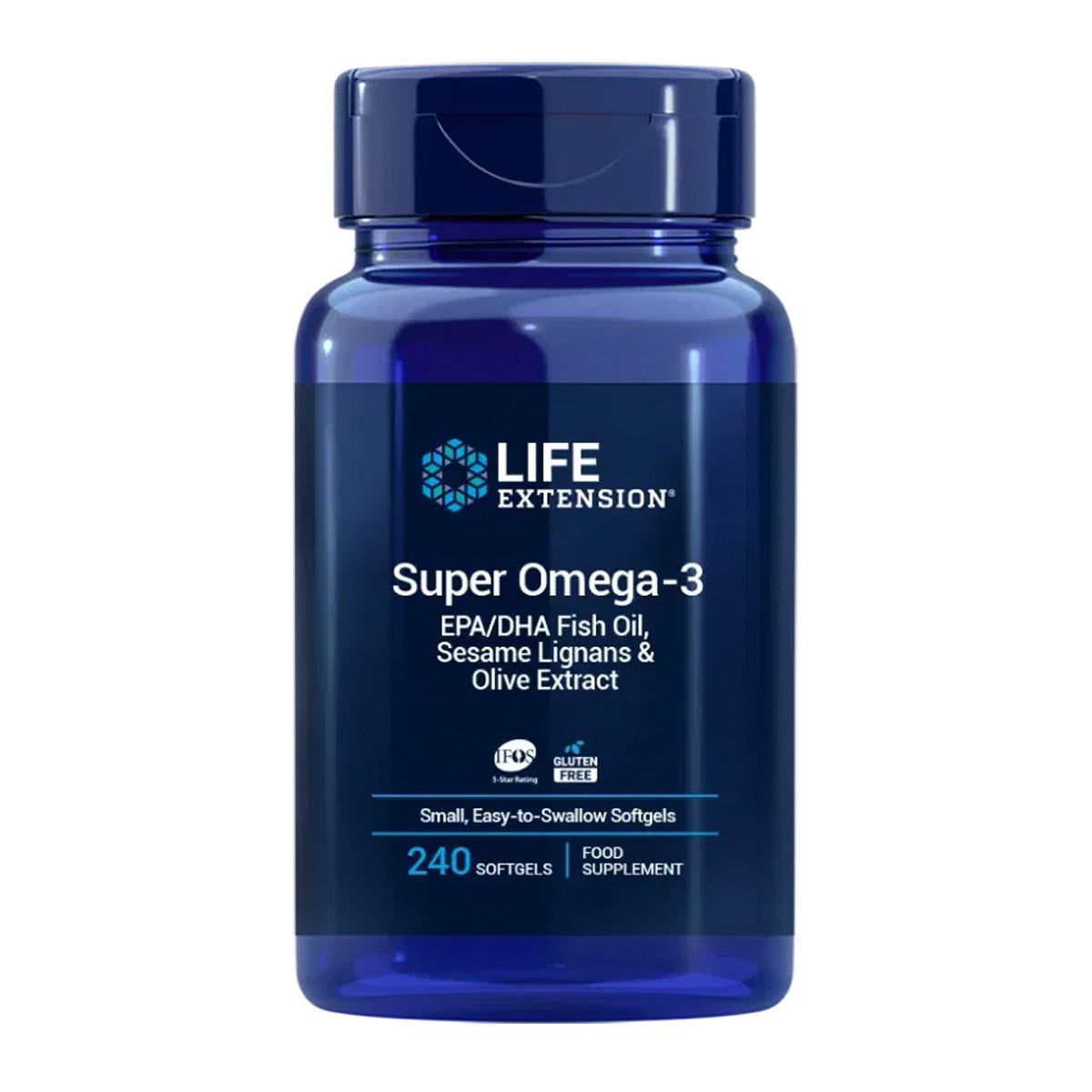 Super Omega-3 EPA/DHA Fischöl Sesam-Lignane & Oliven-Extrakt, Life Extension 240 Kapseln
