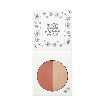 Blush Duo 02 Costa Dorada, zachte en stralende finish met biologische sheaboter, NaturaBio Cosmetics, 2x4 g