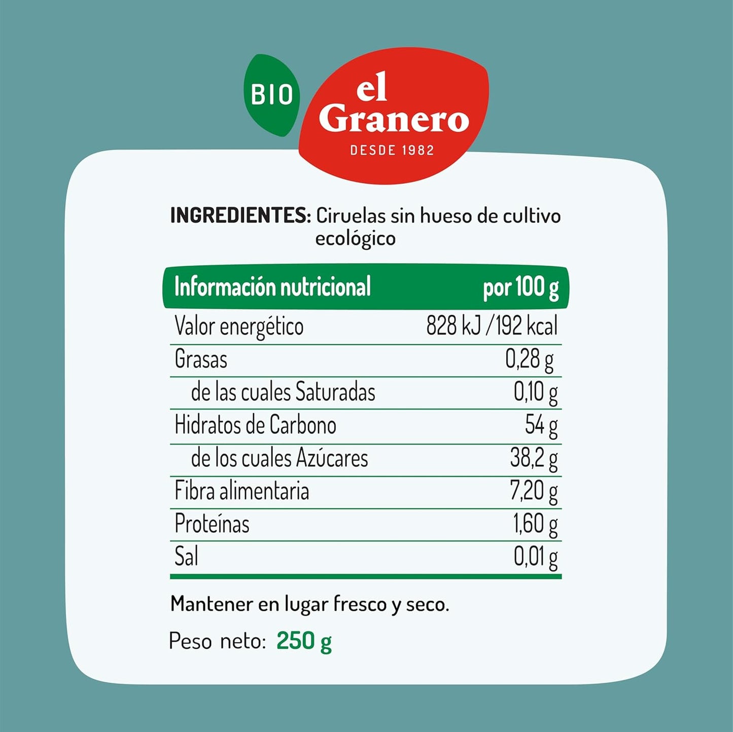 Pruimen zonder pit Bio El Granero 250 g