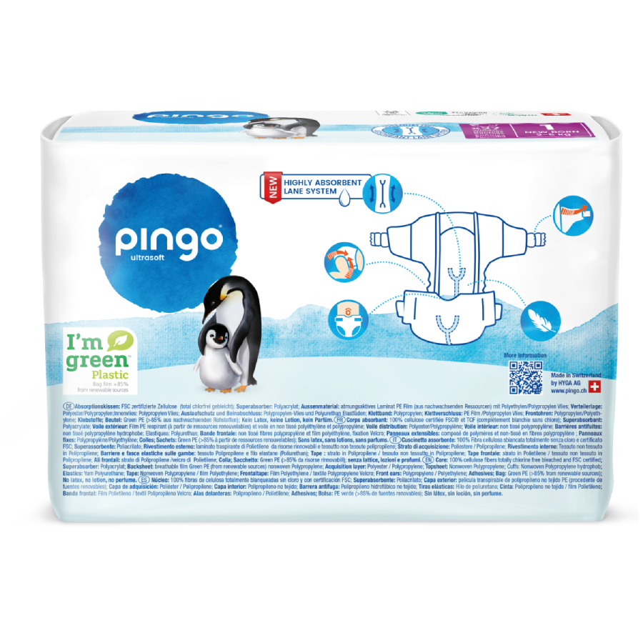 Pieluchy T1 (2–5 kg) Pingo 27 szt.