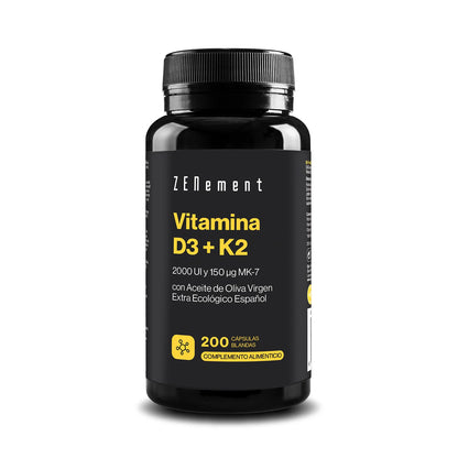 Vitamine D3 + K2, cholécalciférol (2000 UI) & MK-7 (150 μg) Zenement, 200 comprimés