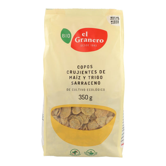 Organic Crispy Corn and Buckwheat Flakes, 350 g El Granero