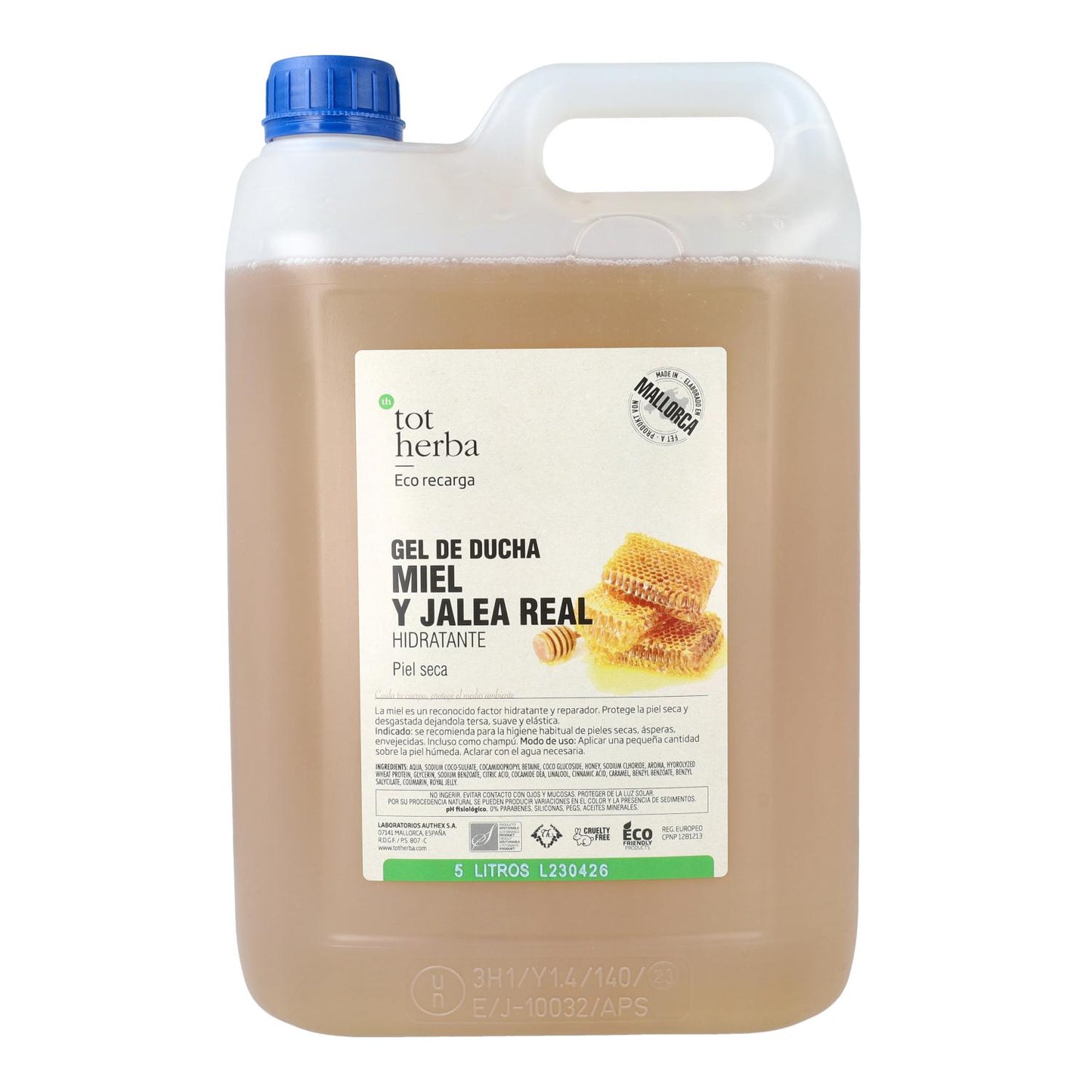 Hydraterende gel met honing en koninginnengelei 5 liter Tot Herba