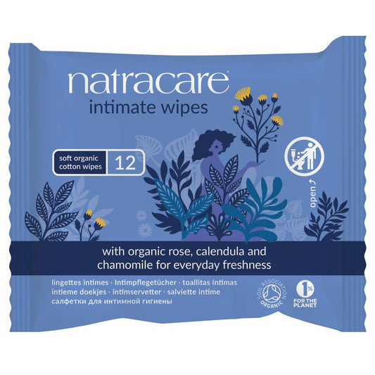 Natracare Intimate Wipes in Dispenser, 12 pcs