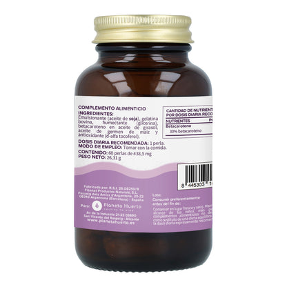 Förpackning med 3x Sun bronze betakaroten Planeta Huerto 60 kapslar