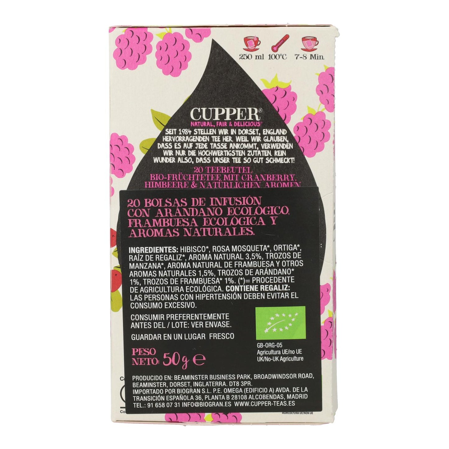 Infusion Blåbär och hallon Bio Cupper 20 påsar