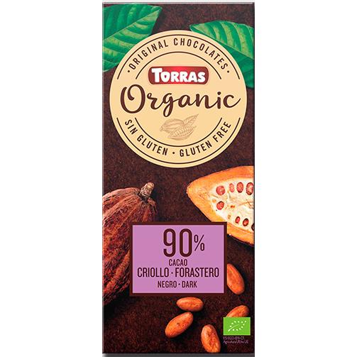 Chocolat noir 90 % cacao Criollo bio vegan Torras 100 g