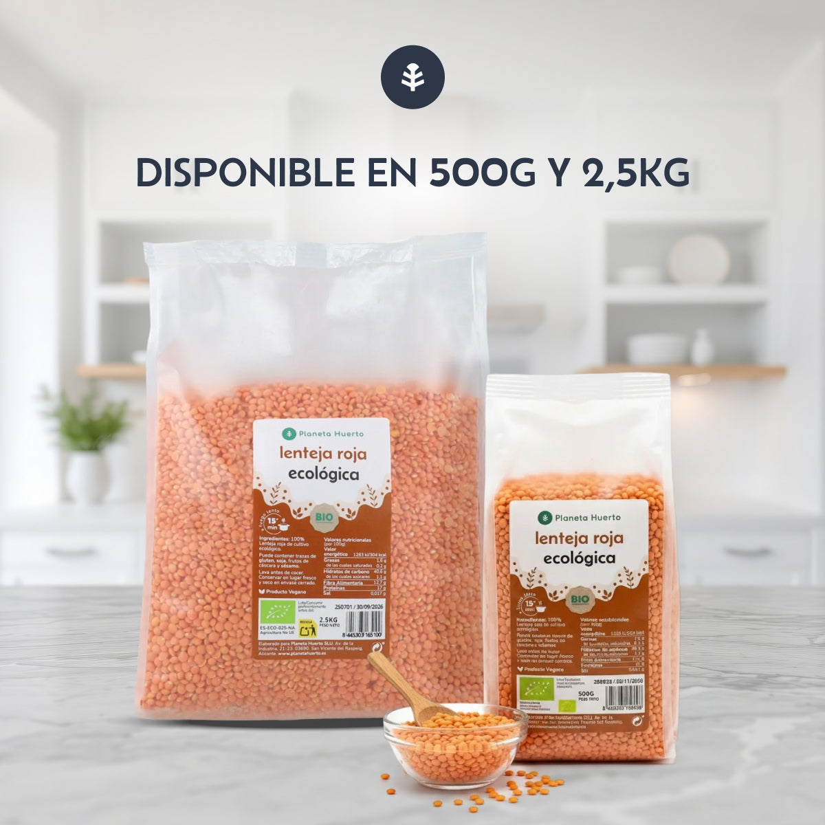 Packung 2x Rote Linsen ECO Planeta Huerto 500 g