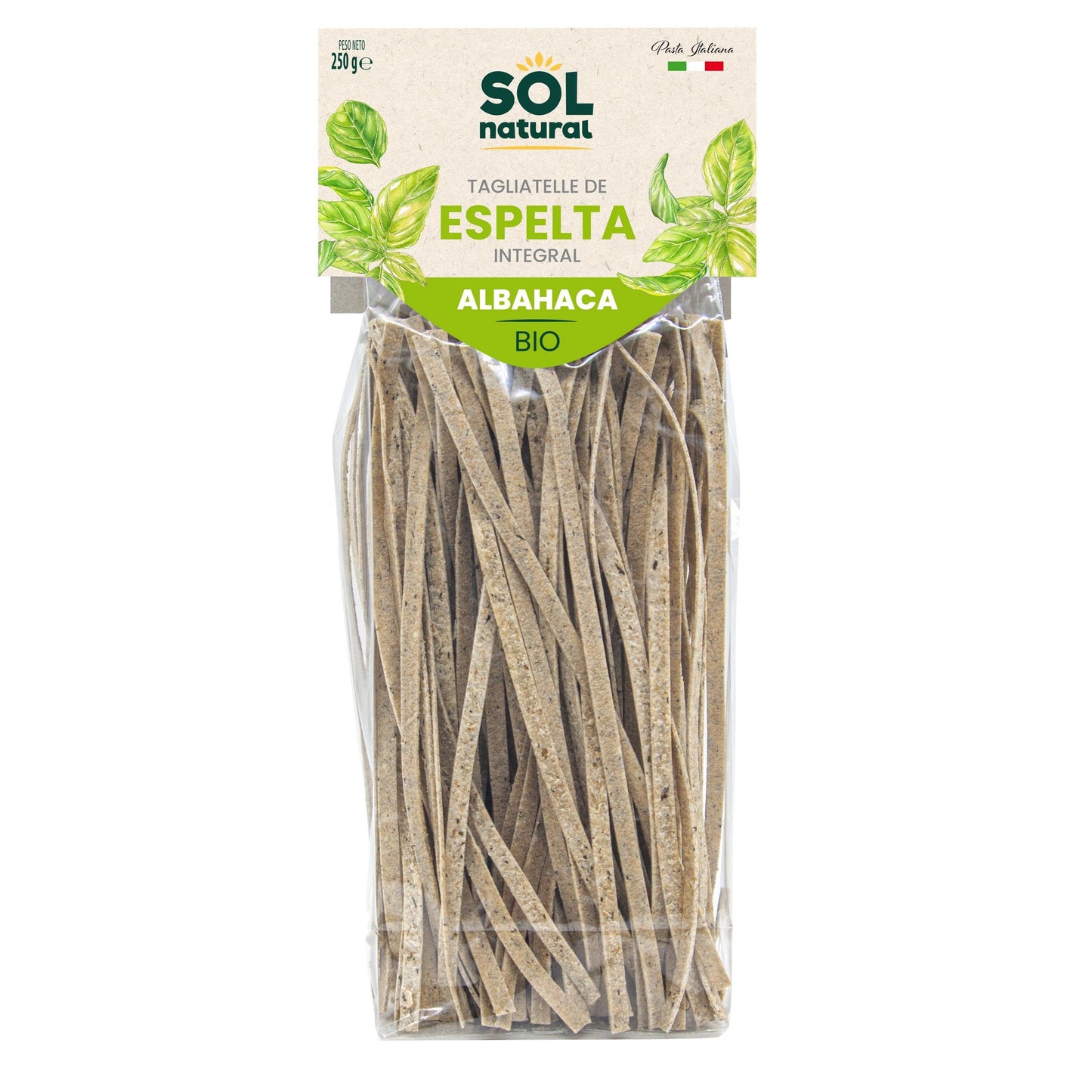 Volkoren spelt-tagliatelle met basilicum BIO Sol Natural 250 g