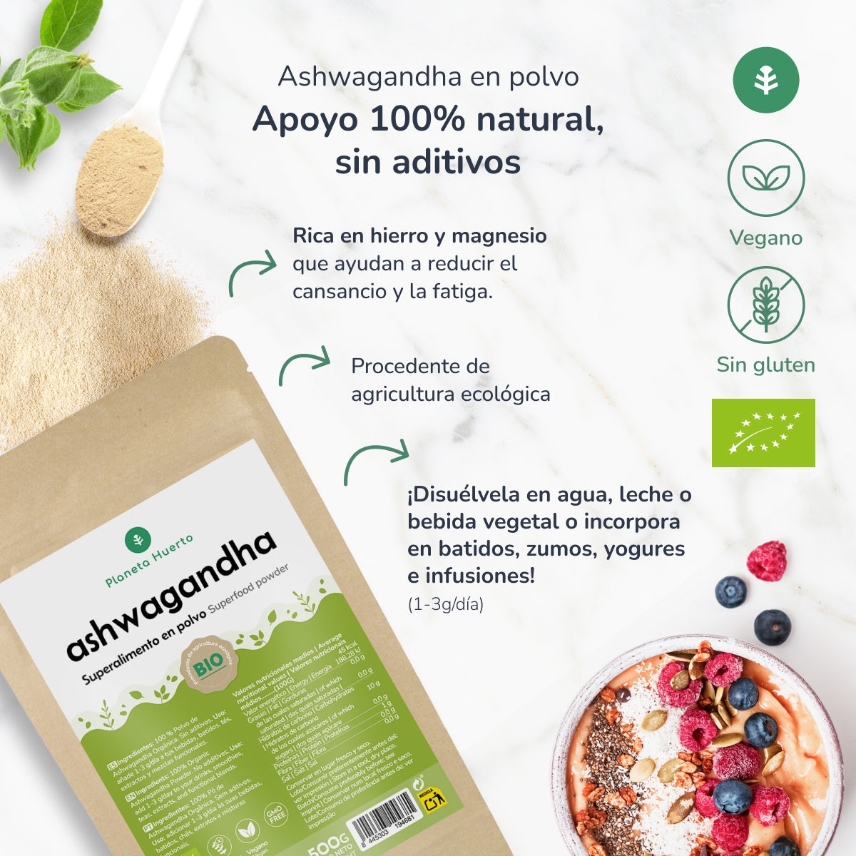 Ashwagandha poeder ECO Planeta Huerto 500 g