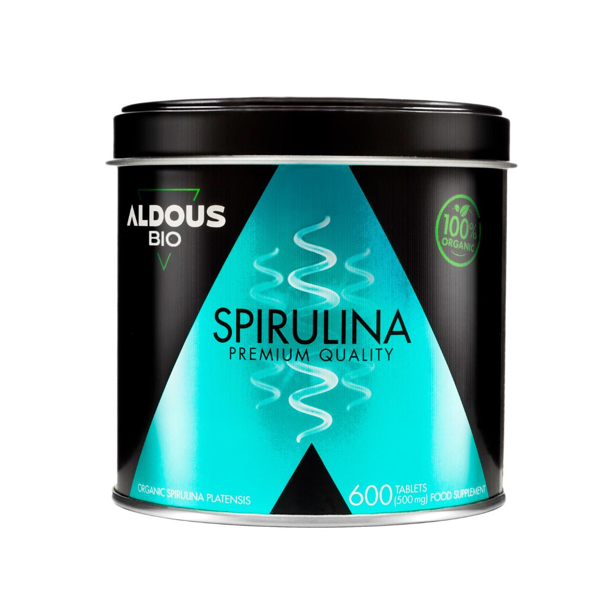 Biologische spirulina Premium, 600 tabletten Aldous Bio