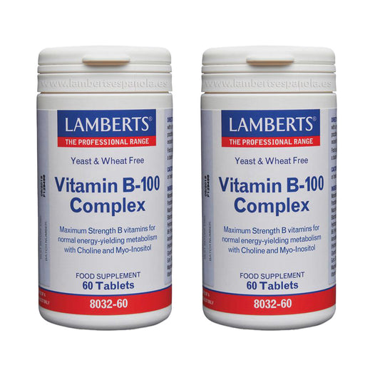 Confezione da 2 complessi vitaminici B-100, Lamberts, 60 compresse