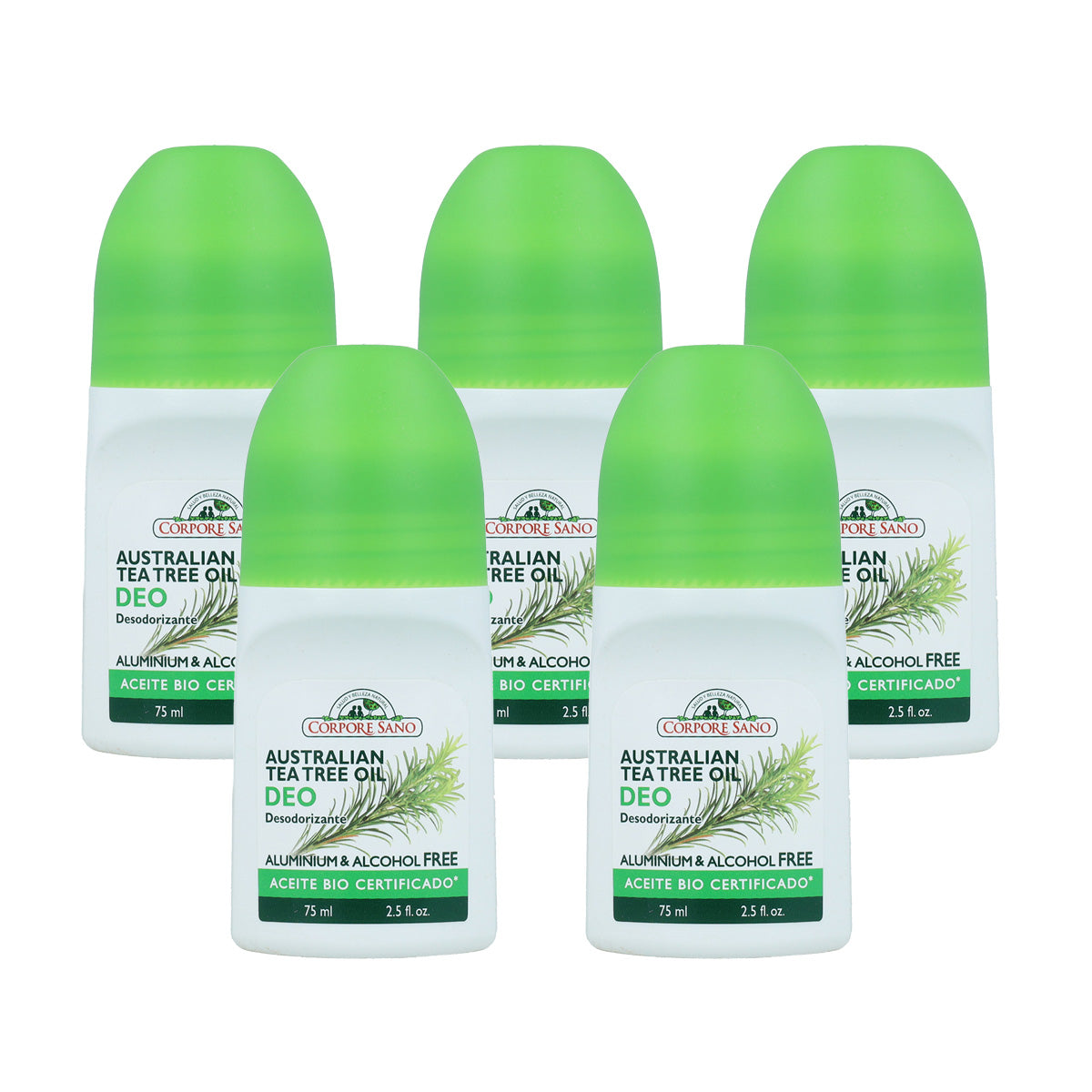 5x roll-on deodorant tea tree Corpore Sano 75 ml