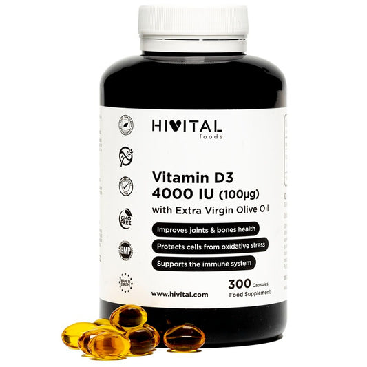 Vitamine D3 4000 UI Natural Hivital 300 perles