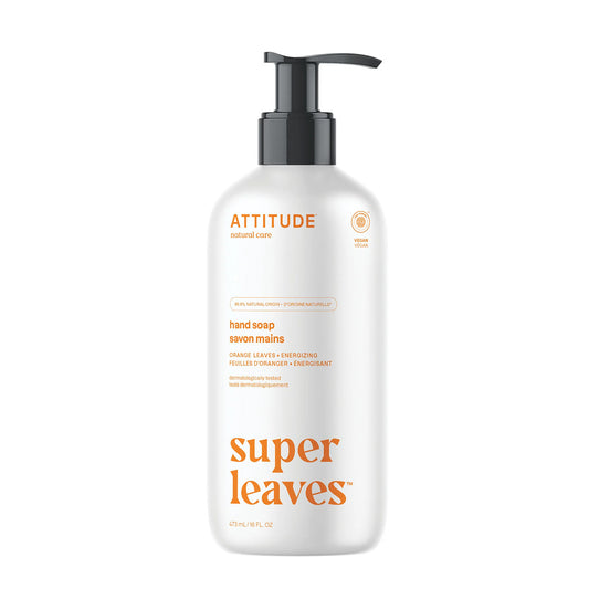 Super leaves Handtvål med apelsinblomma och eukalyptus, Attitude, 473 ml
