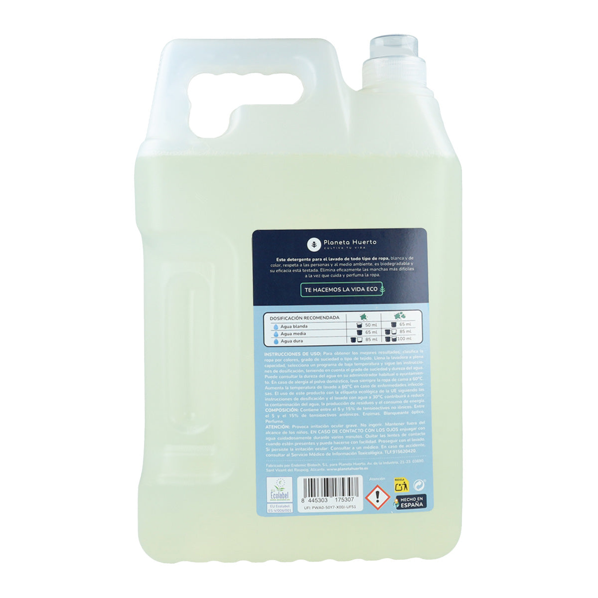 Flytande tvättmedel Eco Natural ren tvättdoft Planeta Huerto 5 liter