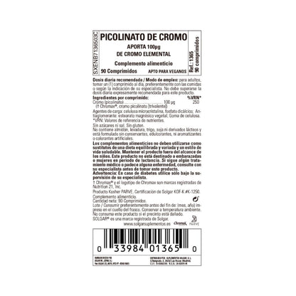 Pikolinian chromu bez drożdży 90 kapsułek Solgar