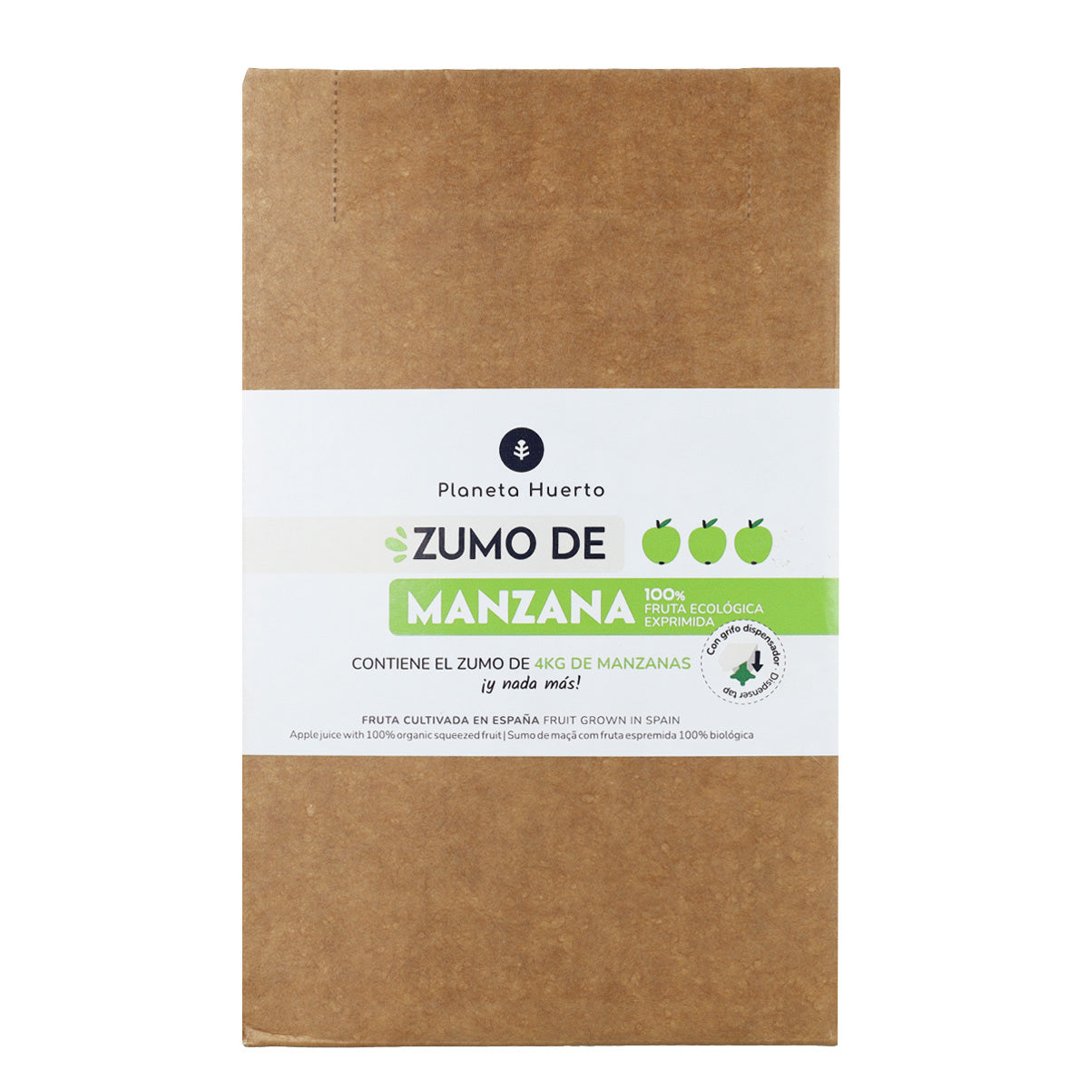 Appelsap 100% geperst fruit Eco Bag in Box Planeta Huerto 3 L