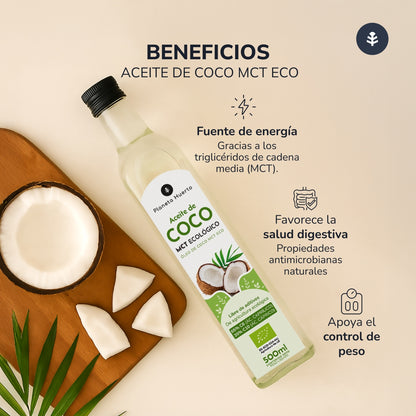 Huile de coco keto MCT ECO Planeta Huerto 500 ml