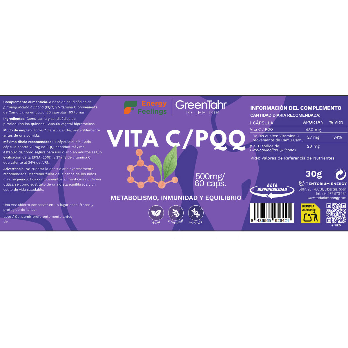 PQQ + VITA C Energy Feelings 60 kapsułek