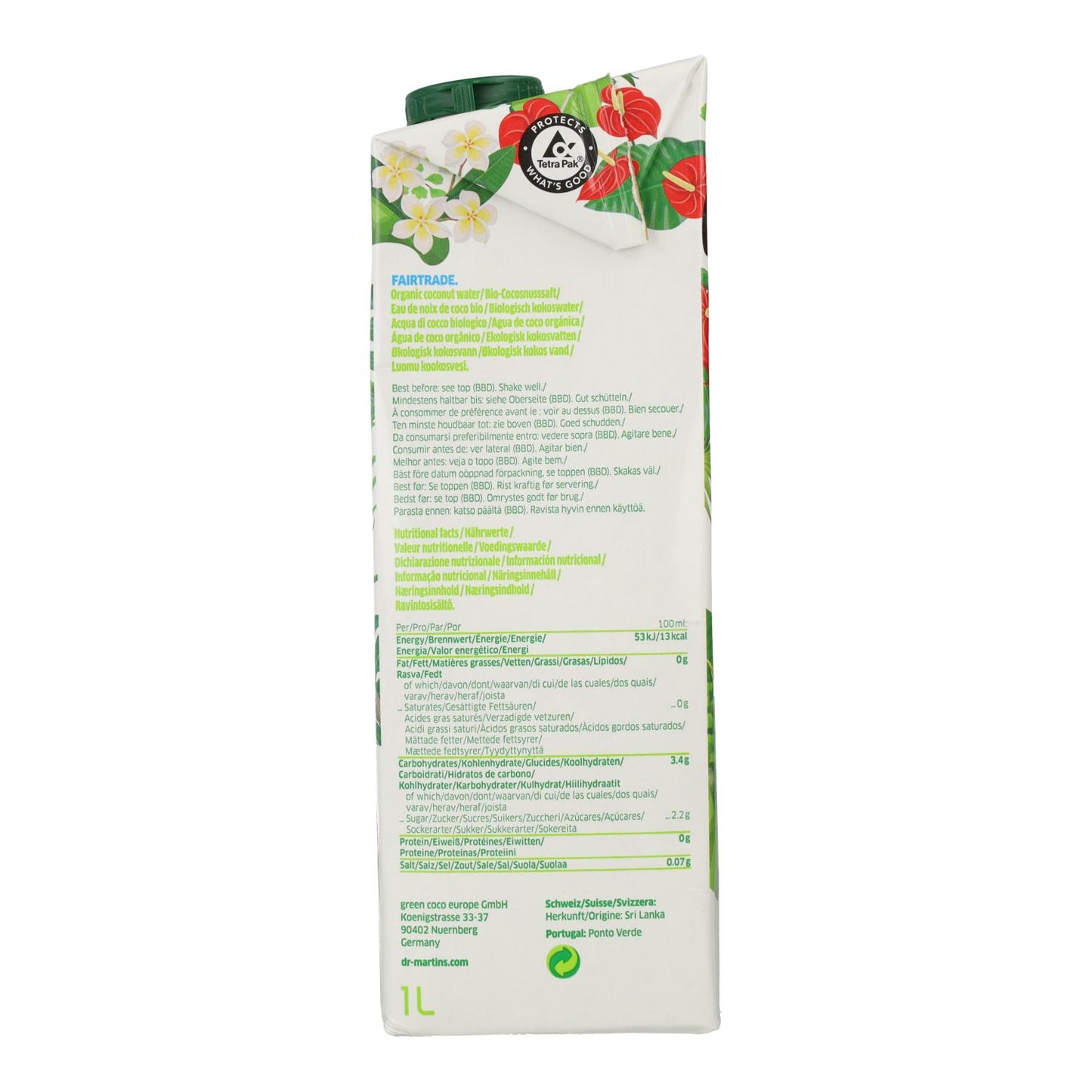 Boisson à la noix de coco mûre Pure Bio Dr. Martins 1 L