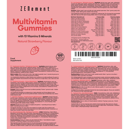 Multivitamin-Gummibärchen, natürlicher Erdbeergeschmack, 120 Gummibärchen