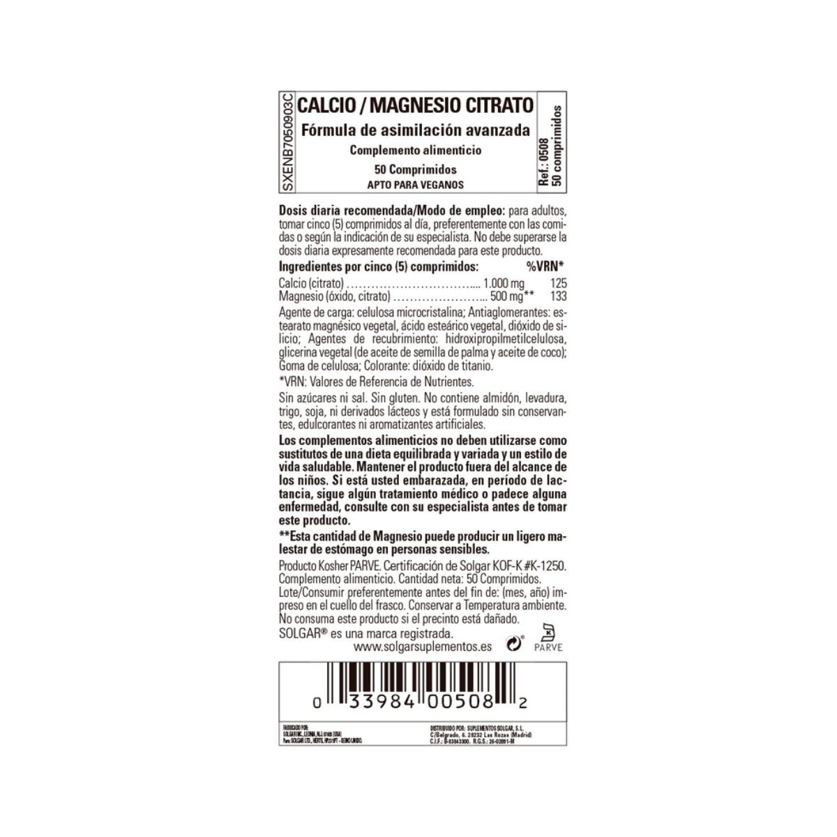 Kalcium-magnesiumcitrat Solgar 100 tabletter