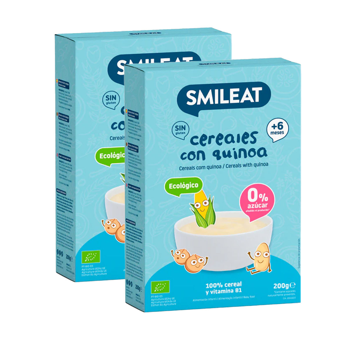 Zestaw 2x bezglutenowa papka zbożowa z komosą ryżową Eco Smileat, 200 g