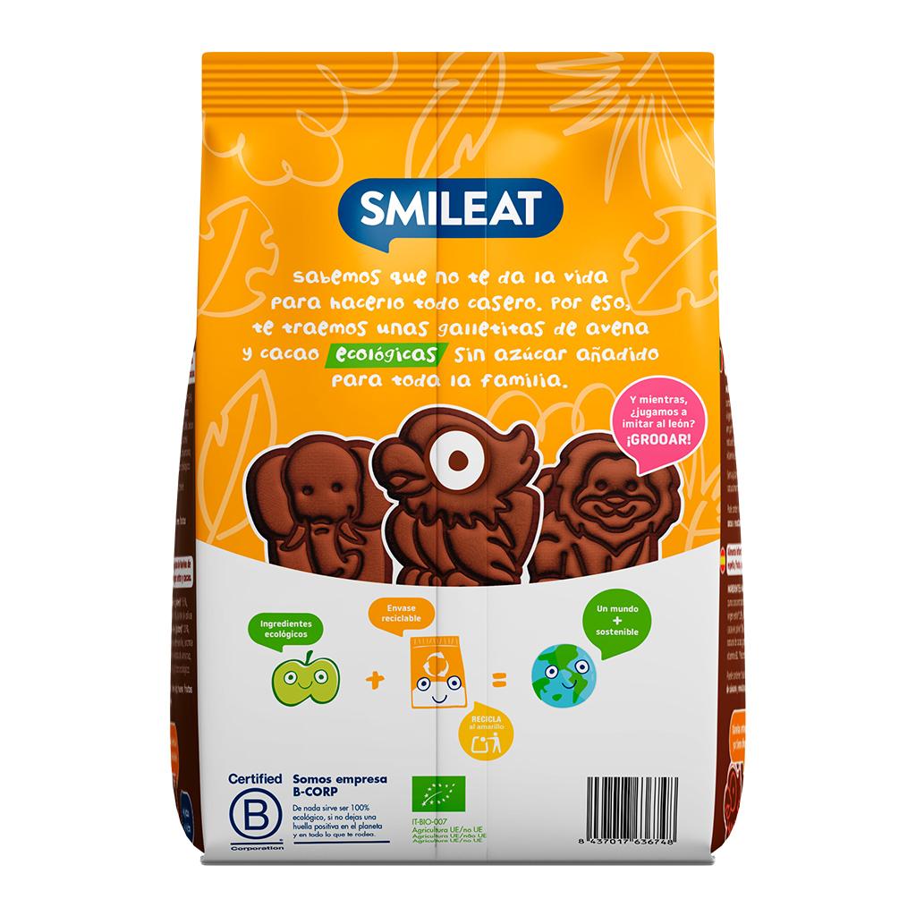 Pack of 12 Organic Spelt, Oat and Cocoa Biscuits 220 g Smileat