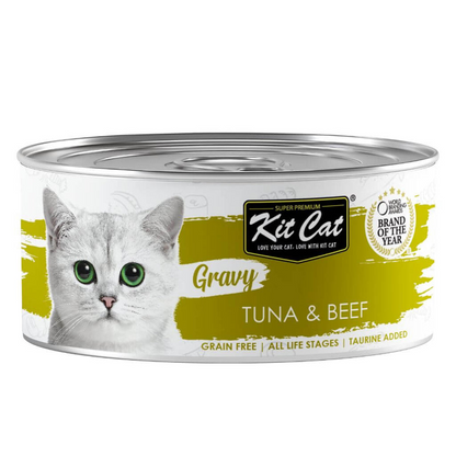 Kit Cat Dose Gravy – Thunfisch & Rindfleisch 70 g Nassfutter für Katzen in Soße