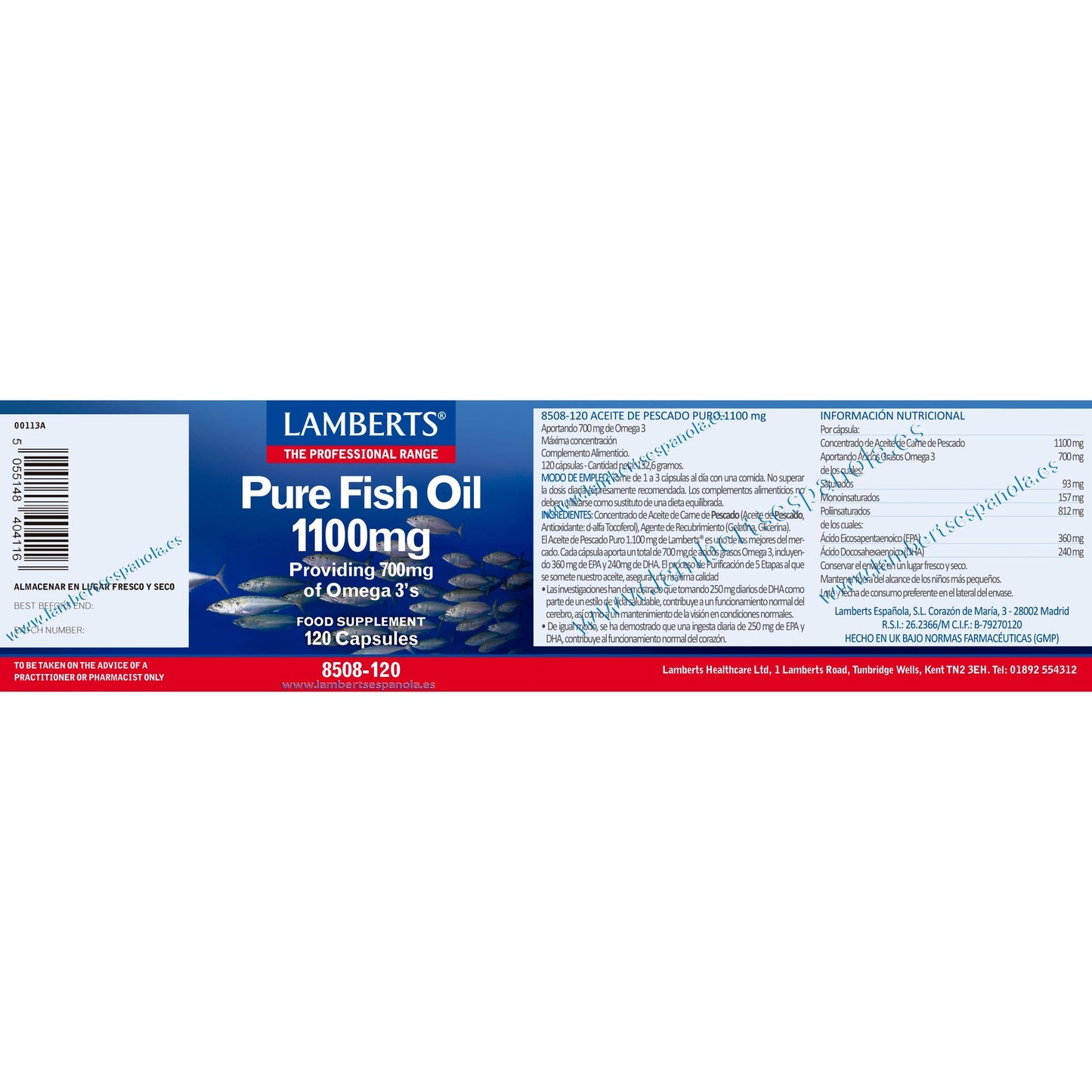 Pakket 2x Pure visolie, Lamberts, 1100 mg
