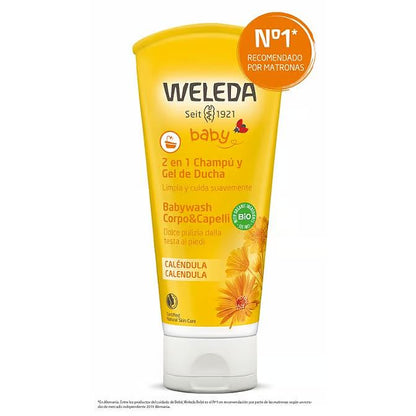 Paket med babyprodukter: Schampo och gel 200 ml + Blöjkräm 75 ml Ringblomma Weleda